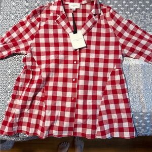 Pomander Place Red and White Plaid Shirt
